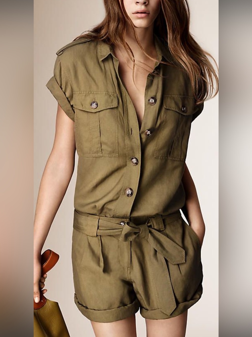 Burberry Olive Green Short-Sleeve Utility Jacket